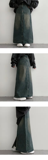 [High quality!] Lofe washing denim long skirt