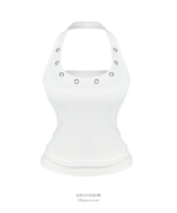 Ring Eyelet rib halter top (2color)