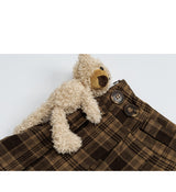 Teddy Belt Check Pleated Skirt 232425749