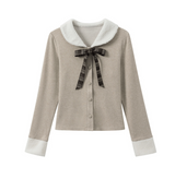 Elin Fur Collar Ribbon Cardigan