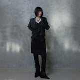 RIBBED SLEEVE LEATHER JACKET