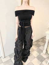 1271. Flap off chiffon ribbon crop top (4color)