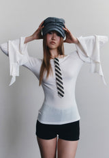 BEADED TIE NECKLACE (STRIPE)