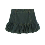 Vera Shirred Denim Mini Skirt 231633143