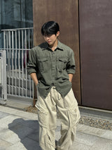 Carder dying washing cropped shirt