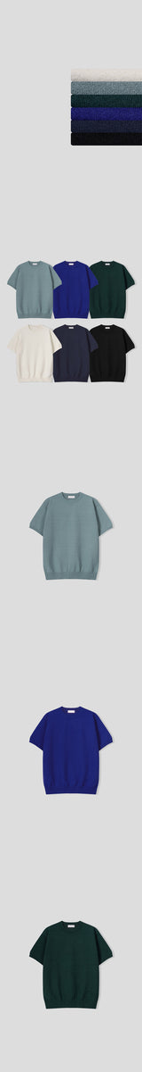 [S/S] Boucle round neck half knit(6color)