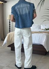 [MUSCLE FIT] Crop denim shirts(2color)
