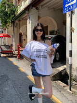 Barcode unbuttoned shoulder loose fit tee
