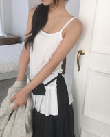 Koorin Frill Shirring Layered Slit Sleeveless Dress