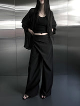 crinkle sheer overfit shirt (2color)