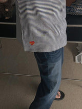 ASCLO ハートポイントボーダーショートスリーブTシャツ (2color)