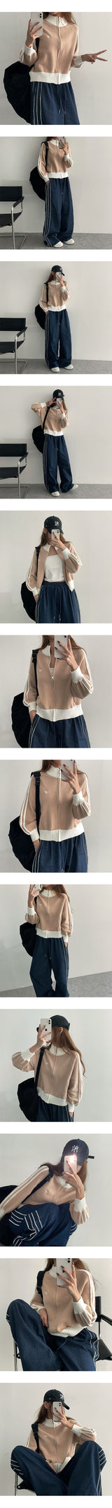 Dewol van high neck track knitwear jersey zip-up