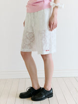 LACE BERMUDA PANTS WHITE