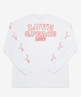 ラブ&ピース長袖Tシャツ - ホワイト