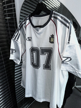 マットブラック & シルバーホワイトメッシュトラック半袖Tシャツ