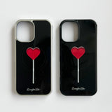 [MADE]heart lollipop MagSafe Glass Black Bumper phonecase