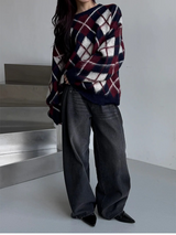 Argyle brush round knit(2color)