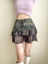 Aurora frill denim mini sk