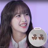 [CHUU Piercing] Heart Crystal and Ribbon Piercing - Rosegold