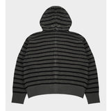 (UNISEX) Mesh Stripe Cropped Zip-up Knit