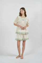 ULLALA PAJAMA Edit Short-sleeve Two-piece Cream[24160WTSSN]