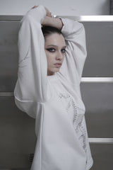 [MADE] beads long sleeve T_WHITE
