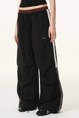 Dual Waist Contrast Pleated Pants