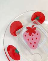 strawberry magsafe clear card pocket