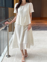 Pulson Ruffle Banding Wrinkle Layered One Piece