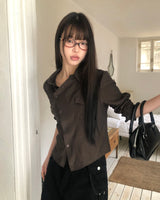 Kyuhi Diagonal Button One-Pocket Collar Shirt