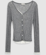 Slim color blocking cardigan - cd