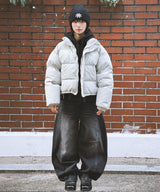 Double Logo Volume Puffer Padding_Gray
