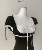 Dotoni Lace Ribbon Top