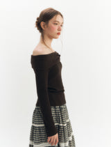 ミンキーオフショルダーTシャツ (Brown)
