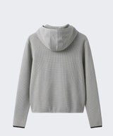 Waffle Crop Fingerhole Zip-up Hoodie Gray