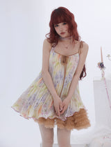 ROSE ISLAND シフォン ギャザー Aライン スリップドレス
