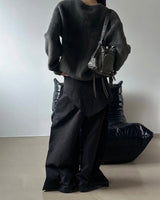 Belted layered wide pants(3color)
