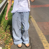 Best Fit 🔥 [#made/Summer🌴/Same-day shipping🚚] Arcade waistband loose fit ワイドストライプ ロングパンツ コットンパンツ 3 colors Airport look/Travel look