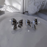 [ILLIT ウォンヒ Piercing] パフィーリボンピアス - Silver Color