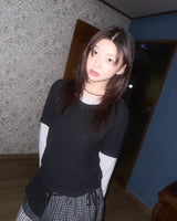 (2color) Binding Pocket Peach Layered Long Sleeve Tee