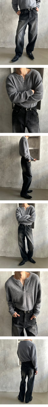 [BASIC ITEM] ブラックウォッシングワイドデニムパンツ