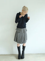 RIBBON MIDI SKIRT(GREY)