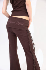 Lace flared pants - Brown