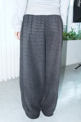 ブードルストライプニットワイドバンドパンツ