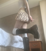 Chechena Beige Check Skirt