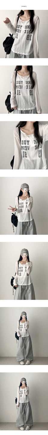 Billy vintage ヘンリーネック スナップヘム ショートラウンド クールスリーブTシャツ
