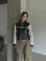 Bendy Zipper Diagonal Pocket Cargo Pants
