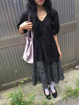 Chiyo Check Frill Tiered Midi Skirt