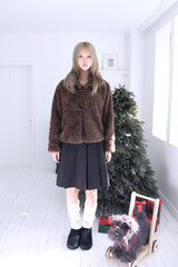 Soft wool two-button fur cropped jacket jumper (2colors)