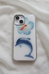 flower dolphin silver epoxy case